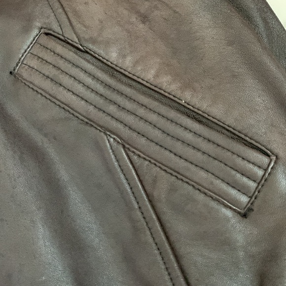 Faith Connexion Designer Men’s Brown Leather Studded Biker Bomber Jacket - Picture 6 of 13